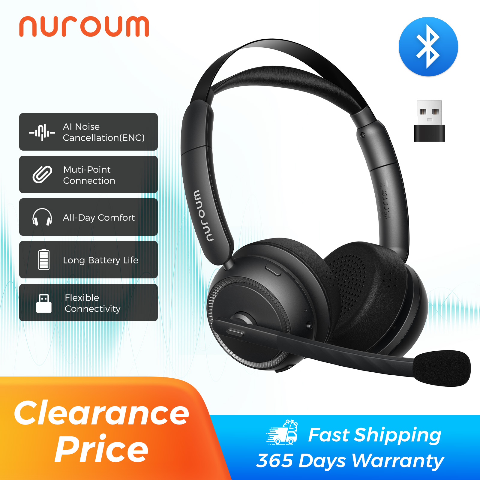 Home Office Of Microsoft - Nuroum Bluetooth 5.3 오버이어 무선 헤드셋