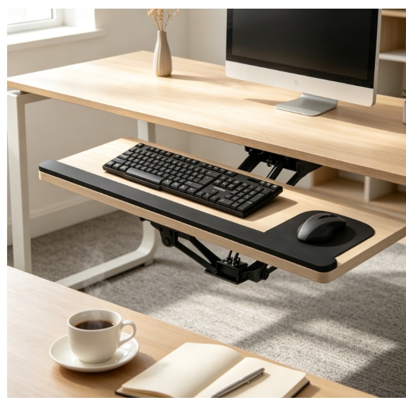 Home Office Desk With Drawers - 책상 아래 슬라이딩 서랍형 키보드 트레이,