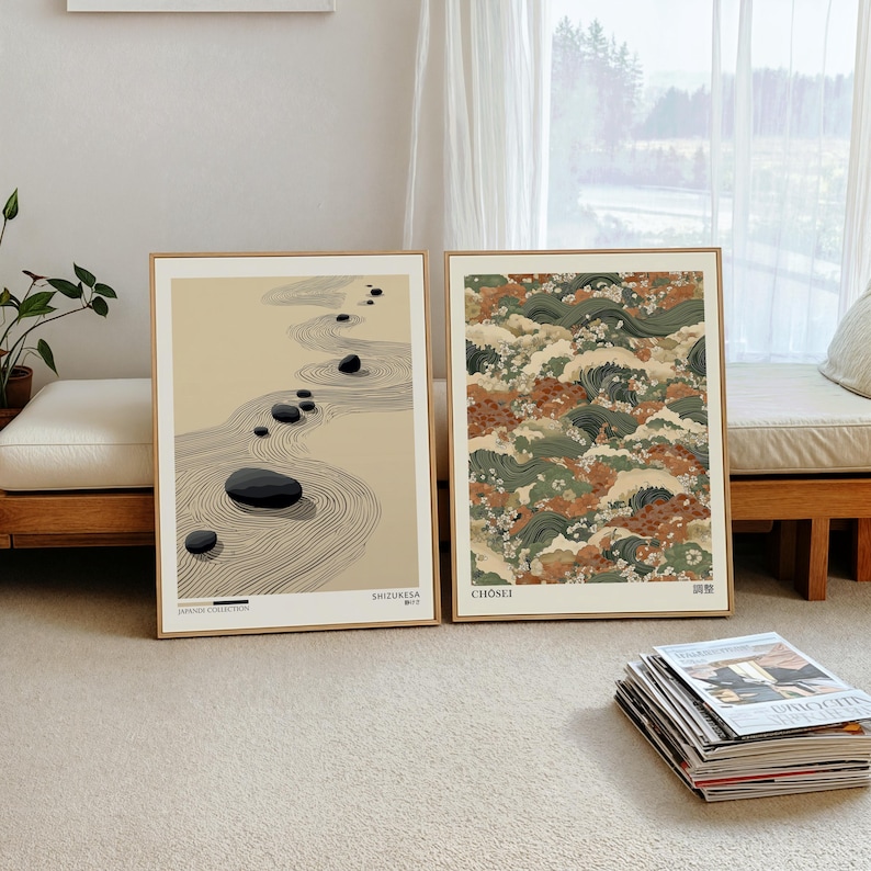 Home Office For Two - 2pcs Japandi Zen 캔버스 벽 아트