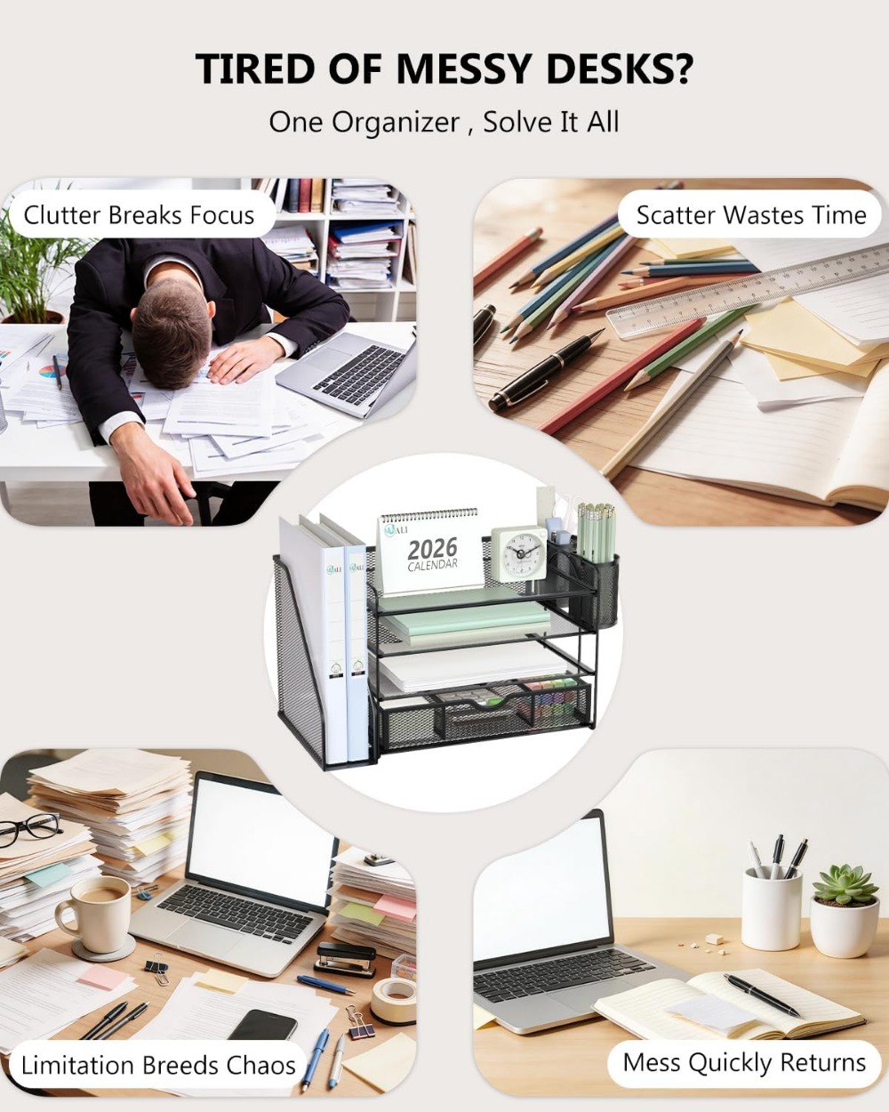 서랍과 펜 홀더가 있는 4단 데스크탑 파일 정리함, 가 - Home Office Desk With Drawers 리뷰 및 가격
