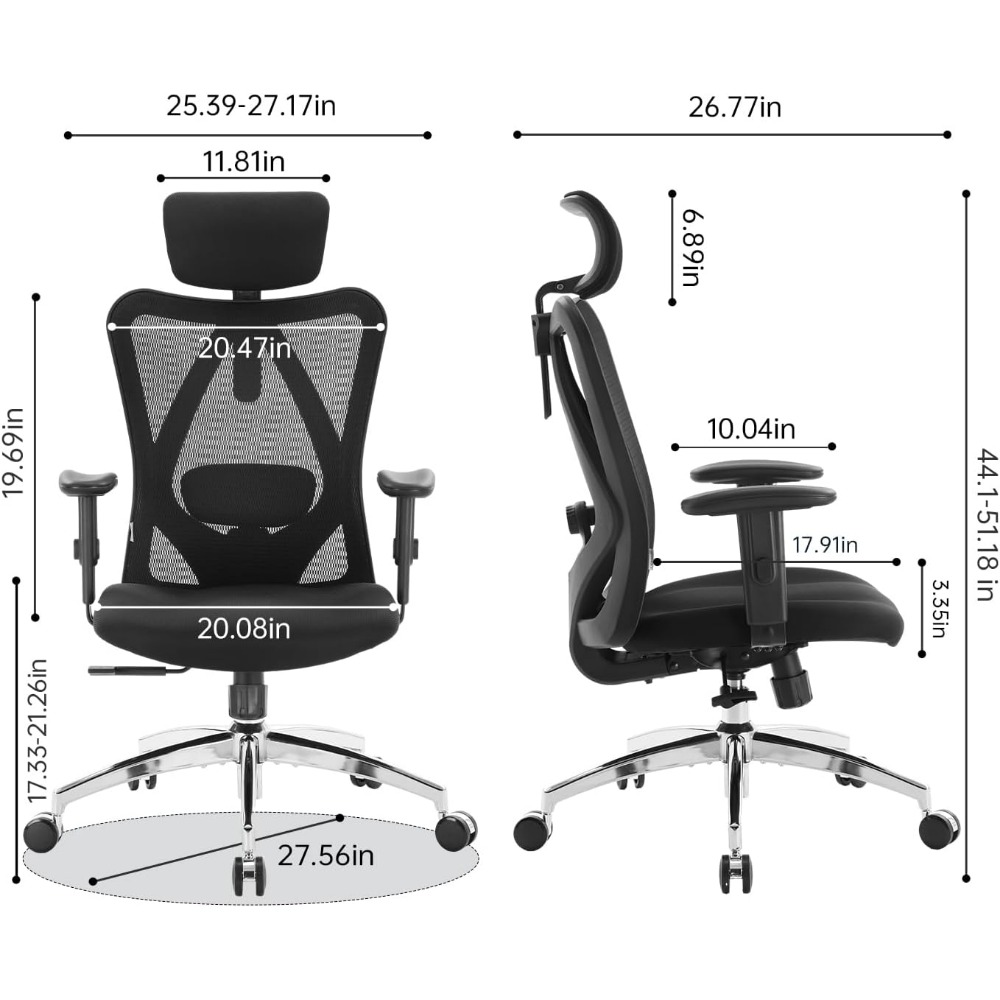 인체공학적 메쉬 데스크 의자, 조절 가능한 요추 지지대 - Home Office Desk 리뷰 및 가격