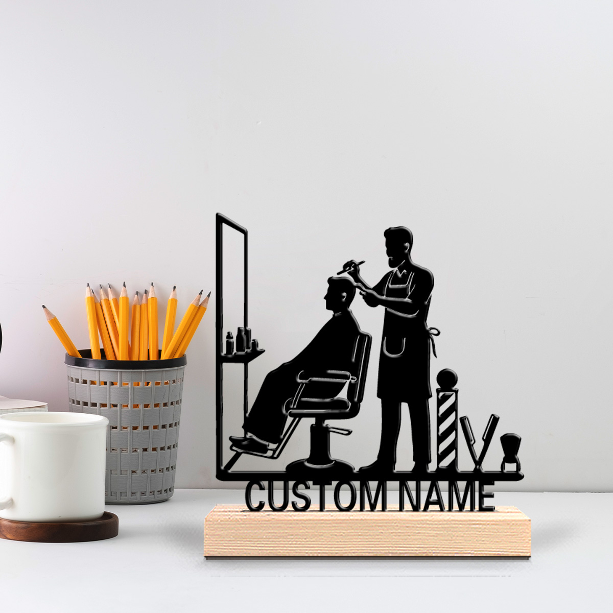 1개입 뷰티 맞춤형 헤어컷 기념품 나무 받침대 포함 남 - Home Office Logo 리뷰 및 가격