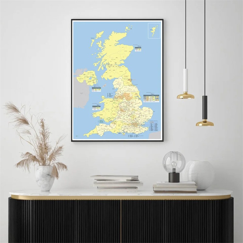 A1/A2 영국지도 영국 상세 지역지도 벽 아트 포스터 - Home Office United Kingdom 리뷰 및 가격