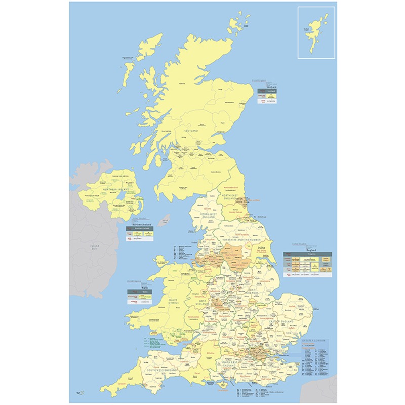 A1/A2 영국지도 영국 상세 지역지도 벽 아트 포스터 - Home Office United Kingdom 리뷰 및 가격