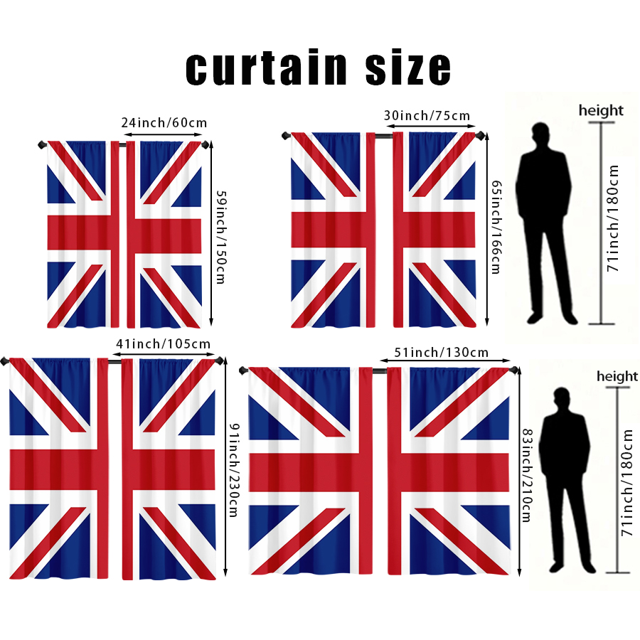 2PCS 멀티컬러 영국 유니온 잭 깃발 패턴 커튼, 침 - Home Office United Kingdom 리뷰 및 가격